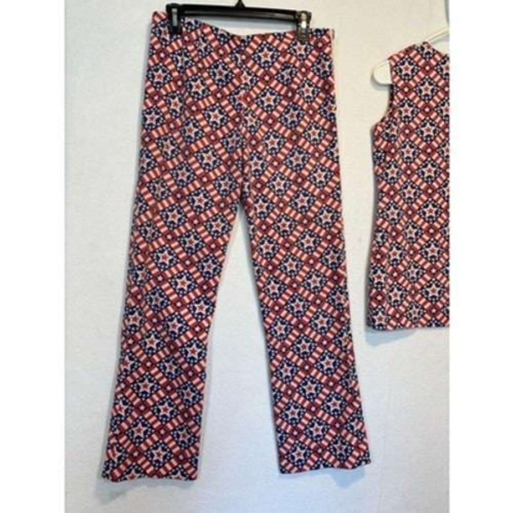 Vtg Handmade Women's 2 Pc Outfit USA Patriotic American Flag Small - Picture 10 of 16